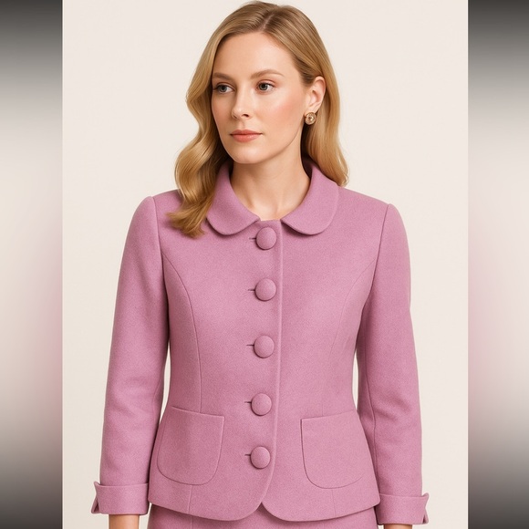 london Times Light Pink shimmer shiny Blazer with bug large buttons barbie - Picture 2 of 6